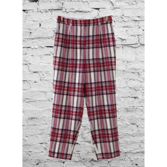 J.CREW Nello Gori Italy Wool Fully Lined Plaid Pants Size 2P - Picture 2 of 9